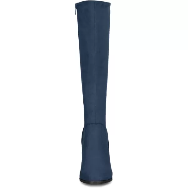 imageAllegra K Womens Side Zipper Chunky Heel Knee High BootsNavy Blue