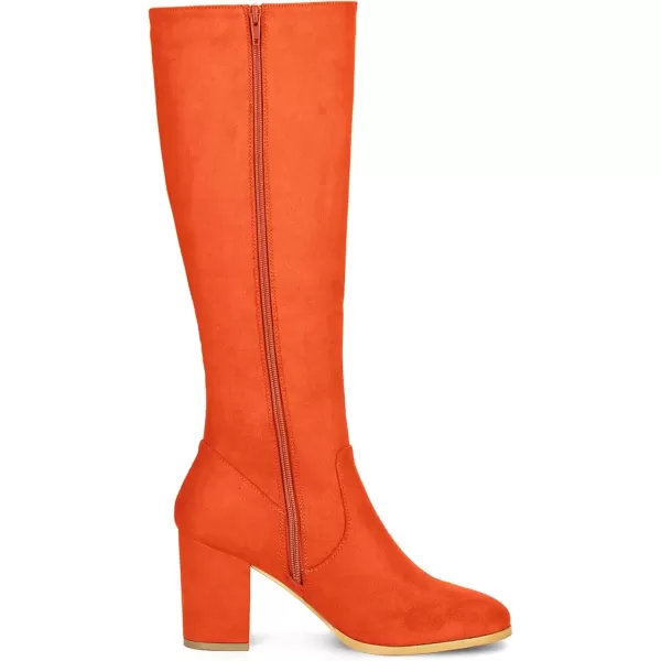 imageAllegra K Womens Side Zipper Chunky Heel Knee High BootsOrange