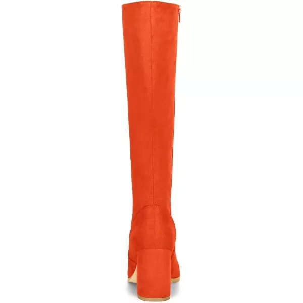 imageAllegra K Womens Side Zipper Chunky Heel Knee High BootsOrange