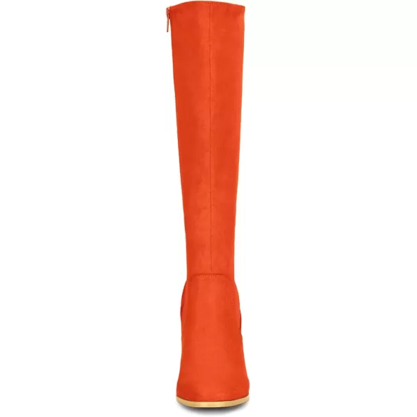 imageAllegra K Womens Side Zipper Chunky Heel Knee High BootsOrange