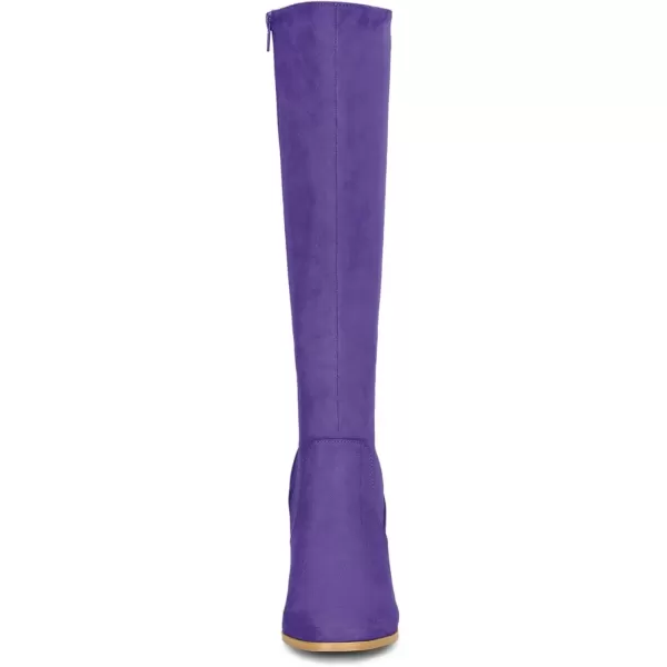 imageAllegra K Womens Side Zipper Chunky Heel Knee High BootsPurple