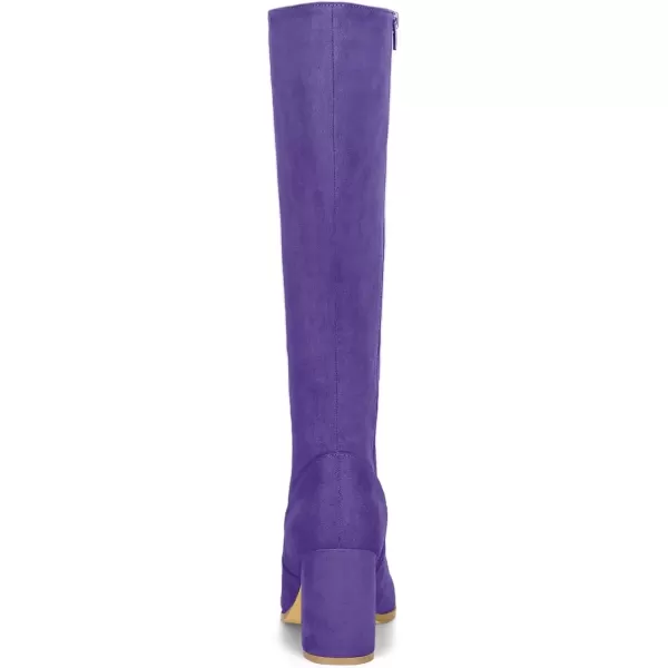 imageAllegra K Womens Side Zipper Chunky Heel Knee High BootsPurple