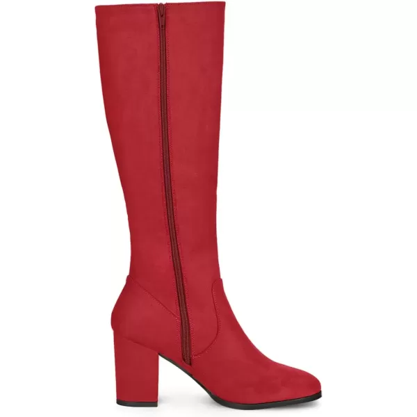 imageAllegra K Womens Side Zipper Chunky Heel Knee High BootsRed