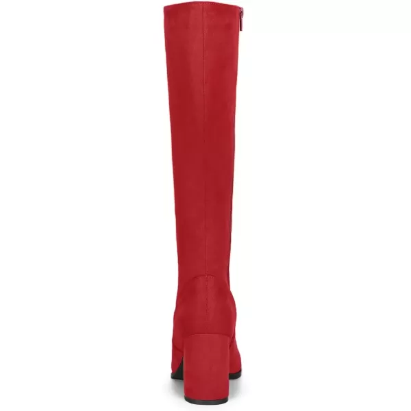 imageAllegra K Womens Side Zipper Chunky Heel Knee High BootsRed