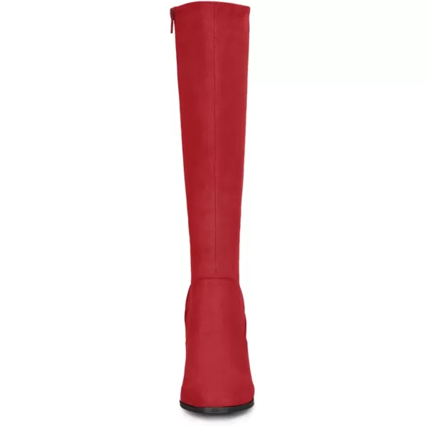 imageAllegra K Womens Side Zipper Chunky Heel Knee High BootsRed