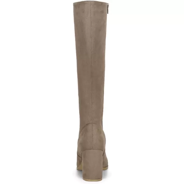 imageAllegra K Womens Side Zipper Chunky Heel Knee High BootsTaupe