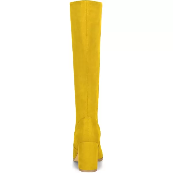 imageAllegra K Womens Side Zipper Chunky Heel Knee High BootsYellow