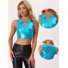 imageAllegra K Metallic Crop Top for Womens Christmas Sleeveless Cut Out Party Clubwear Holographic Tank TopsBlue