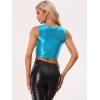 imageAllegra K Metallic Crop Top for Womens Christmas Sleeveless Cut Out Party Clubwear Holographic Tank TopsBlue