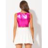 imageAllegra K Metallic Crop Top for Womens Christmas Sleeveless Cut Out Party Clubwear Holographic Tank TopsFuschia Pink