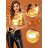 imageAllegra K Metallic Crop Top for Womens Christmas Sleeveless Cut Out Party Clubwear Holographic Tank TopsGold