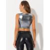 imageAllegra K Metallic Crop Top for Womens Christmas Sleeveless Cut Out Party Clubwear Holographic Tank TopsGrey