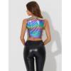 imageAllegra K Metallic Crop Top for Womens Christmas Sleeveless Cut Out Party Clubwear Holographic Tank TopsHolographic Purple