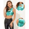 imageAllegra K Metallic Crop Top for Womens Christmas Sleeveless Cut Out Party Clubwear Holographic Tank TopsLake Green