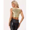 imageAllegra K Metallic Crop Top for Womens Christmas Sleeveless Cut Out Party Clubwear Holographic Tank TopsLight Gold