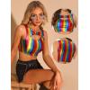 imageAllegra K Metallic Crop Top for Womens Christmas Sleeveless Cut Out Party Clubwear Holographic Tank TopsMulticolor