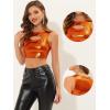 imageAllegra K Metallic Crop Top for Womens Christmas Sleeveless Cut Out Party Clubwear Holographic Tank TopsOrange