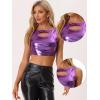 imageAllegra K Metallic Crop Top for Womens Christmas Sleeveless Cut Out Party Clubwear Holographic Tank TopsPurple