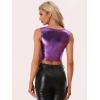 imageAllegra K Metallic Crop Top for Womens Christmas Sleeveless Cut Out Party Clubwear Holographic Tank TopsPurple