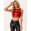 imageAllegra K Metallic Crop Top for Womens Christmas Sleeveless Cut Out Party Clubwear Holographic Tank TopsRed