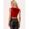 imageAllegra K Metallic Crop Top for Womens Christmas Sleeveless Cut Out Party Clubwear Holographic Tank TopsRed