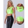 imageAllegra K Metallic Crop Top for Womens Christmas Sleeveless Cut Out Party Clubwear Holographic Tank TopsShiny Green