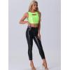 imageAllegra K Metallic Crop Top for Womens Christmas Sleeveless Cut Out Party Clubwear Holographic Tank TopsShiny Green