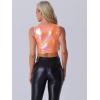 imageAllegra K Metallic Crop Top for Womens Christmas Sleeveless Cut Out Party Clubwear Holographic Tank TopsShiny Orange