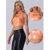 imageAllegra K Metallic Crop Top for Womens Christmas Sleeveless Cut Out Party Clubwear Holographic Tank TopsShiny Orange