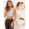 imageAllegra K Metallic Crop Top for Womens Christmas Sleeveless Cut Out Party Clubwear Holographic Tank TopsSilver