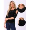 imageAllegra K Sparkle Sequin Velvet Tops for Womens Cut Out Half Sleeve Party Club Holiday BlouseBlack