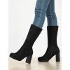 imageAllegra K Womens Mid Calf Block Heel BootsBlack