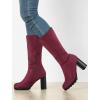 imageAllegra K Womens Mid Calf Block Heel BootsBurgundy