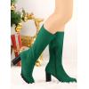 imageAllegra K Womens Mid Calf Block Heel BootsGreen