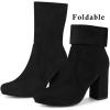 imageAllegra K Womens Stretch Round Toe Block Heel Sock Ankle BootsBlack