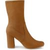 imageAllegra K Womens Stretch Round Toe Block Heel Sock Ankle BootsBrown