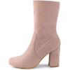 imageAllegra K Womens Stretch Round Toe Block Heel Sock Ankle BootsDust Pink