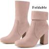 imageAllegra K Womens Stretch Round Toe Block Heel Sock Ankle BootsDust Pink