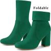 imageAllegra K Womens Stretch Round Toe Block Heel Sock Ankle BootsEmerald Green