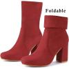 imageAllegra K Womens Stretch Round Toe Block Heel Sock Ankle BootsRed