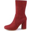 imageAllegra K Womens Stretch Round Toe Block Heel Sock Ankle BootsRed