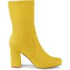 imageAllegra K Womens Stretch Round Toe Block Heel Sock Ankle BootsYellow