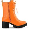 imageAllegra K Womens Zip Platform Chunky Heel Combat BootsOrange