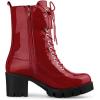 imageAllegra K Womens Zip Platform Chunky Heel Combat BootsRed