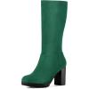 imageAllegra K Womens Mid Calf Block Heel BootsGreen