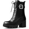 imageAllegra K Womens Zip Platform Chunky Heel Combat BootsBlack