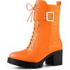 imageAllegra K Womens Zip Platform Chunky Heel Combat BootsOrange