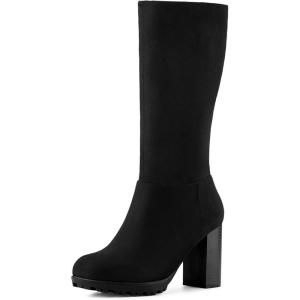 imageAllegra K Womens Mid Calf Block Heel BootsBlack