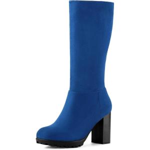 imageAllegra K Womens Mid Calf Block Heel BootsRoyal Blue