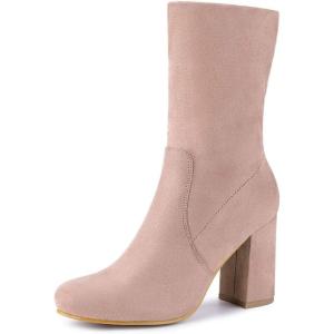 imageAllegra K Womens Stretch Round Toe Block Heel Sock Ankle BootsDust Pink